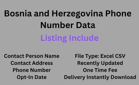波斯尼亚和黑塞哥维那移动电话号码数据​